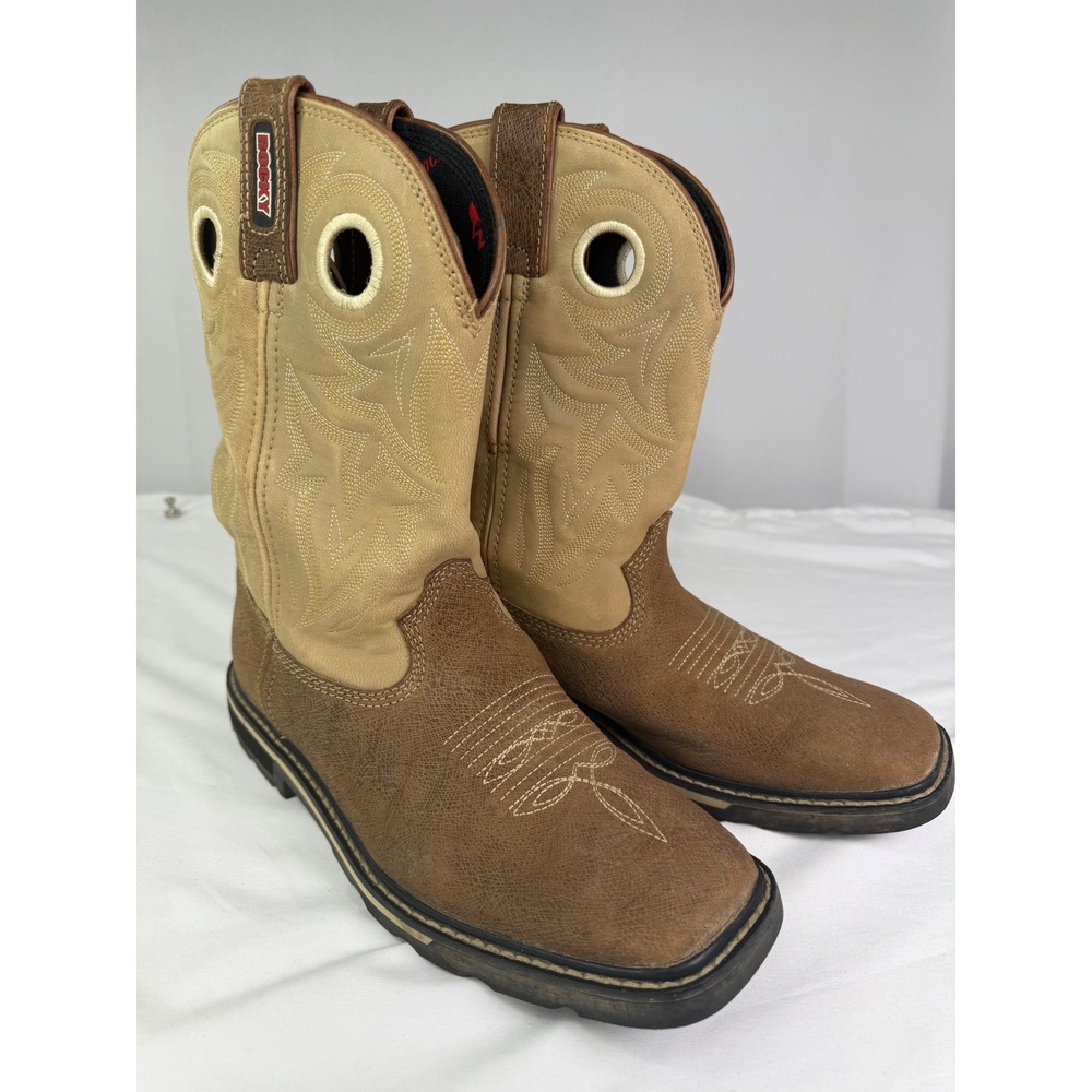 Rocky Farmstead Womens 10 Inch Western Boots Brown Pebble RKW0120 Size 8M